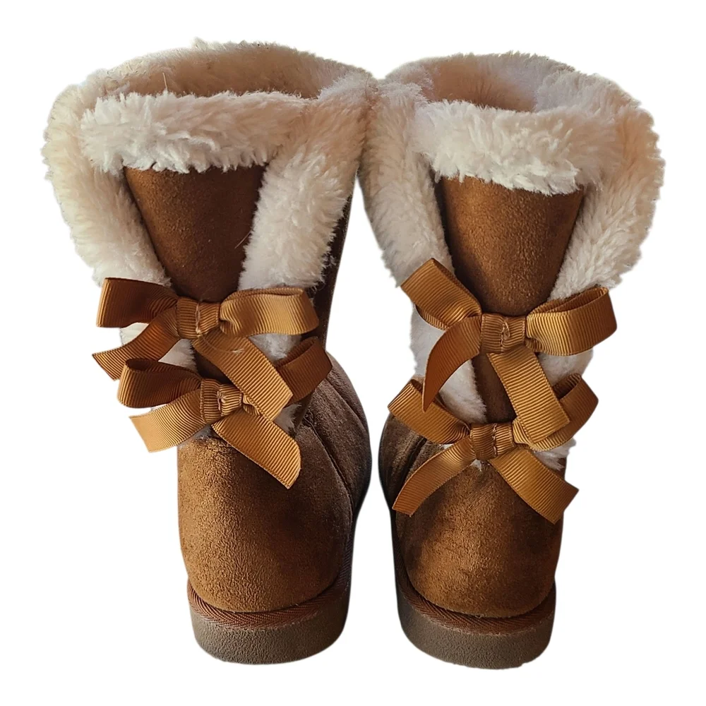 Hot Tomato Brown Shearling-Lined Kids Boots Size 4